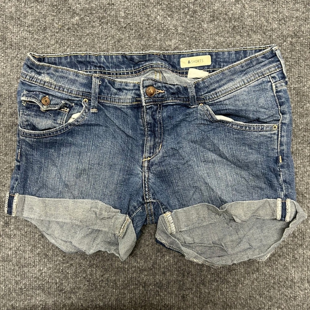 H&M &Denim Shorts Womens Size 10 Blue Cuffed Casual Stretch Jean Shorts